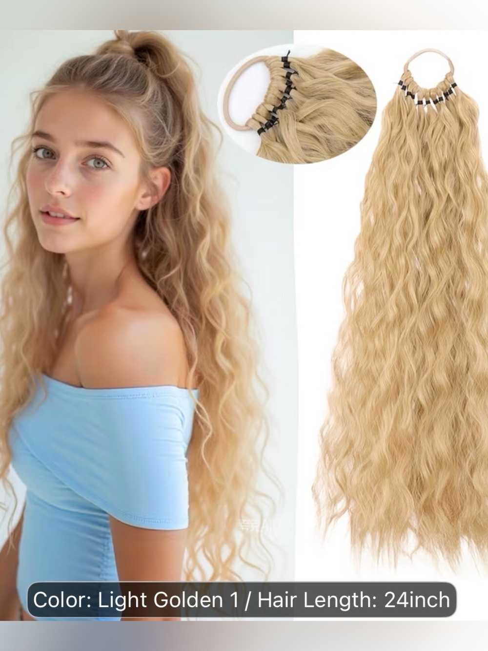 NWT 🤩 🎀 Free Weave Curly Ponytail Wig Synthetic High-Heat Resistant Adds Volume